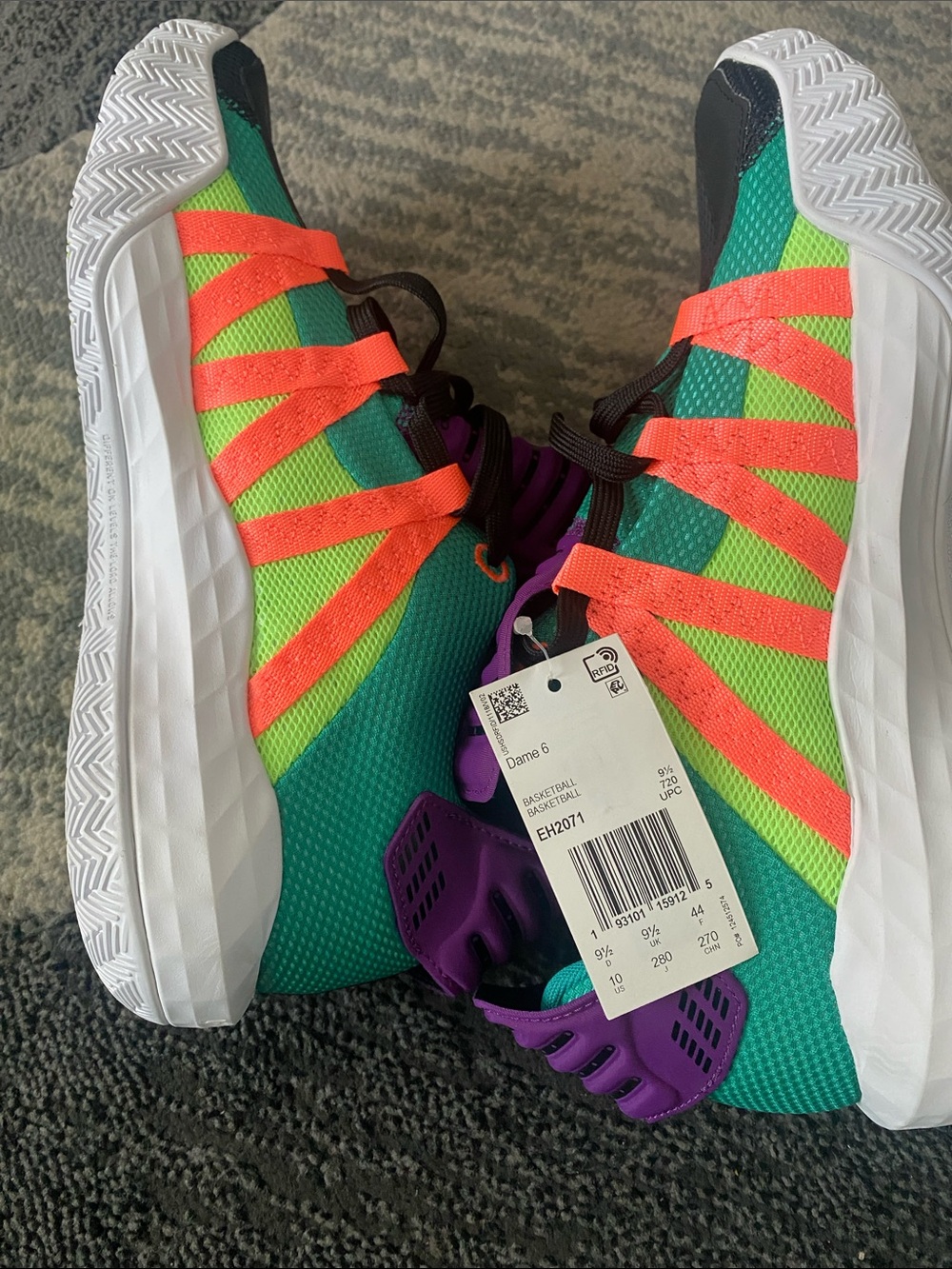 adidas Originals Teal Basketball Shoes with Neon Orange Straps